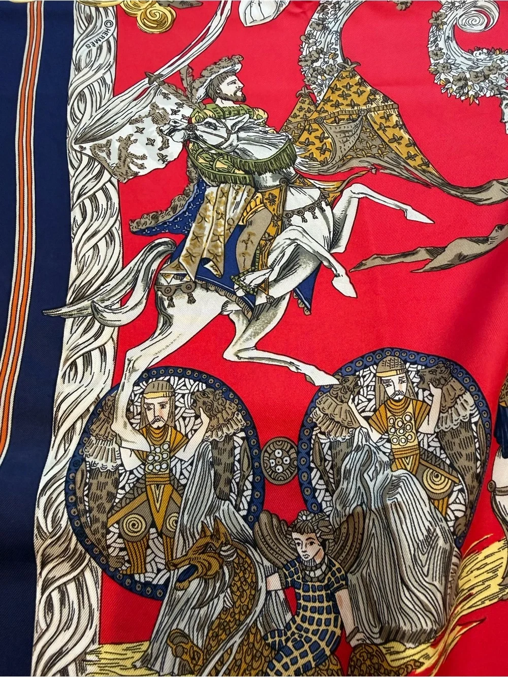 Vintage Hermes Carre 90 ‘Au Fil de la Soie’ Silk Scarf Designed By Annie Faivre